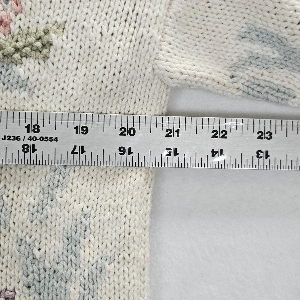 Cullinane Knitted by Hand Floral Cottagecore Ramie Cotton Sweater Sm. Pink Cream - Picture 9 of 11